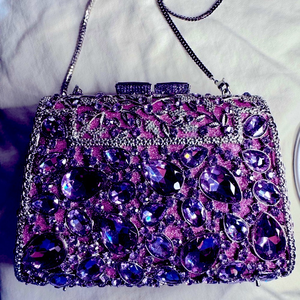 New Lavish Embellished Purple Clutch